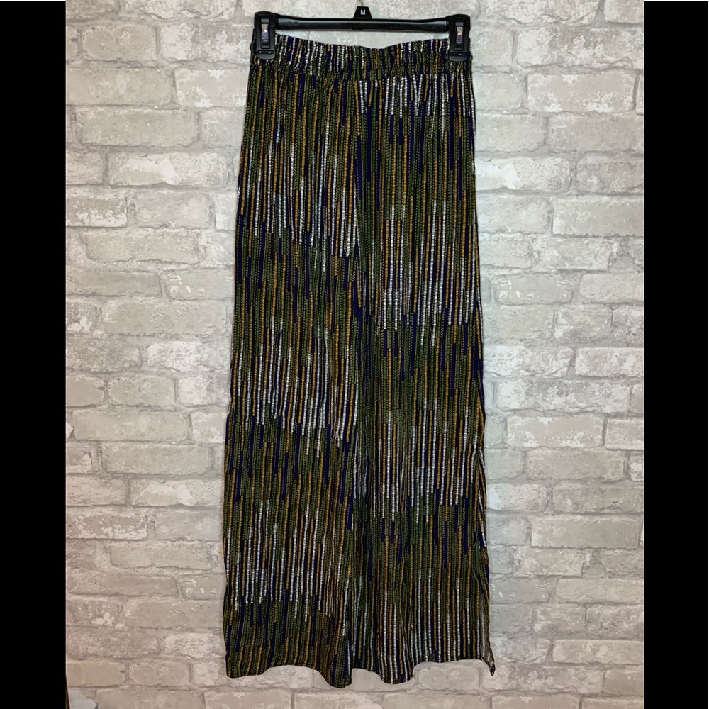 ☎️ H&M Stripped Maxi Skirt size 4 summer beach side slit geometric - Picture 5 of 6